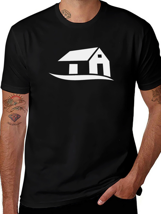 Modern House Graphic Tee - Black Cotton T-Shirt