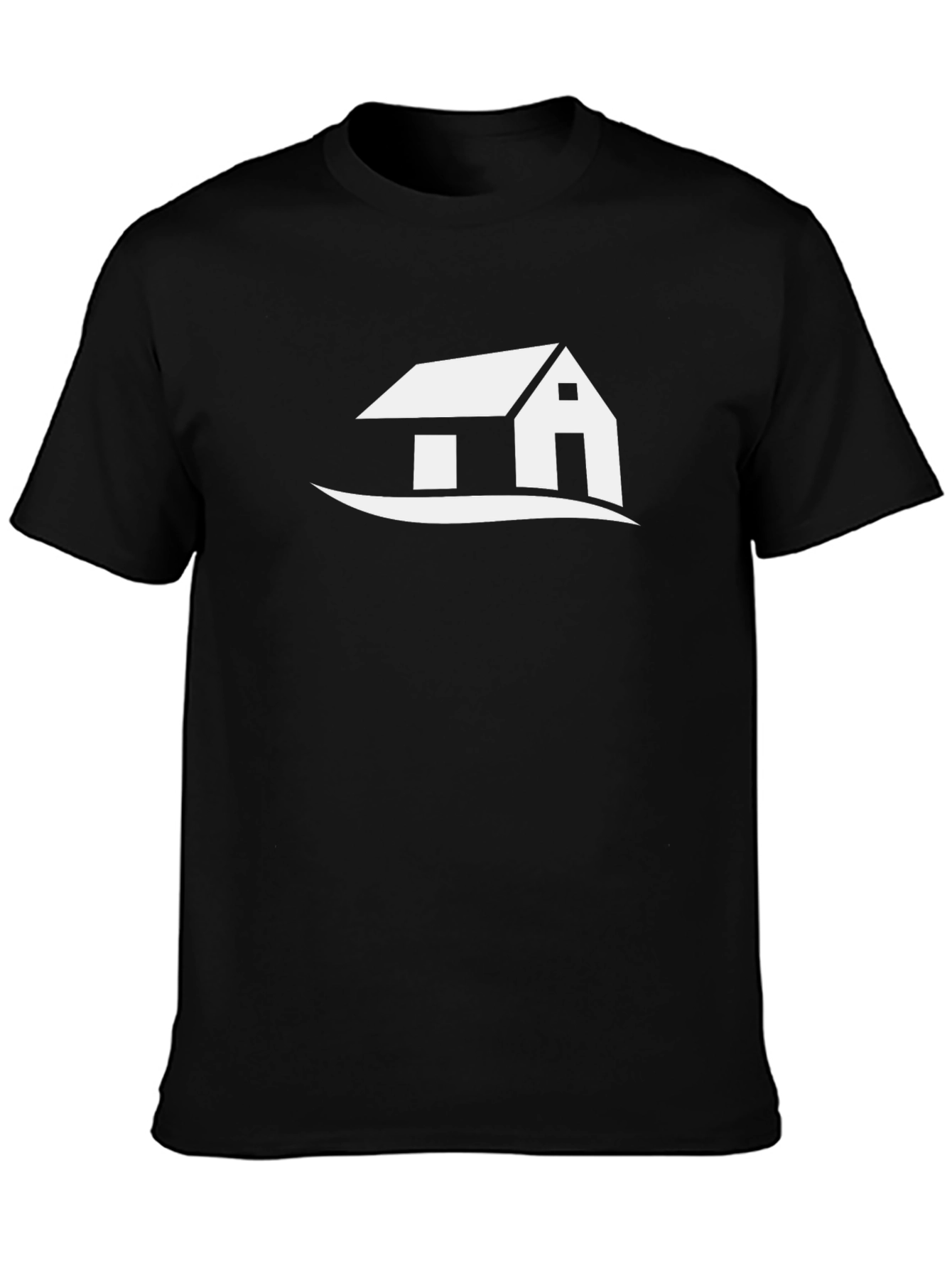Modern House Graphic Tee - Black Cotton T-Shirt