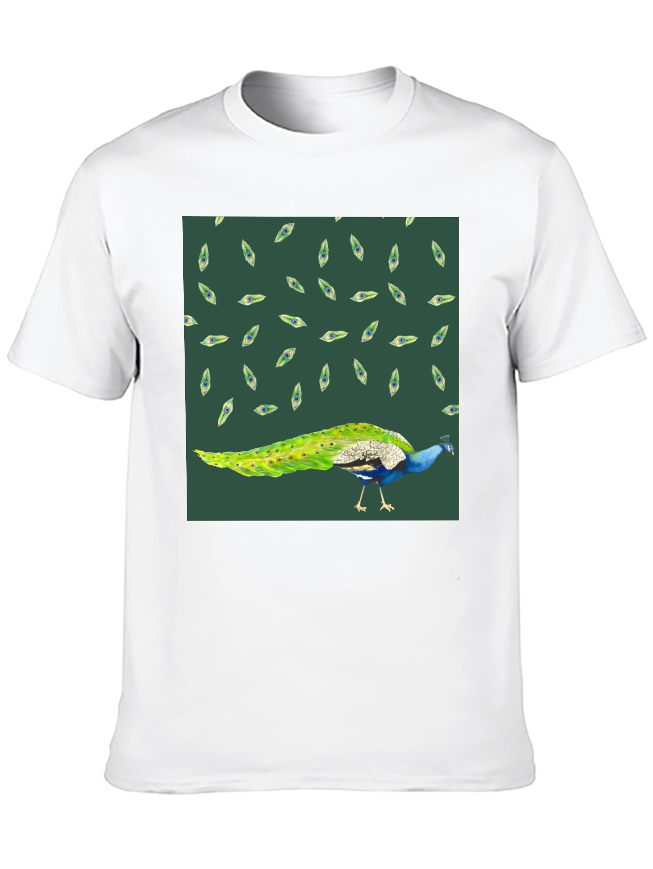 Peacock Patterned Black T-Shirt