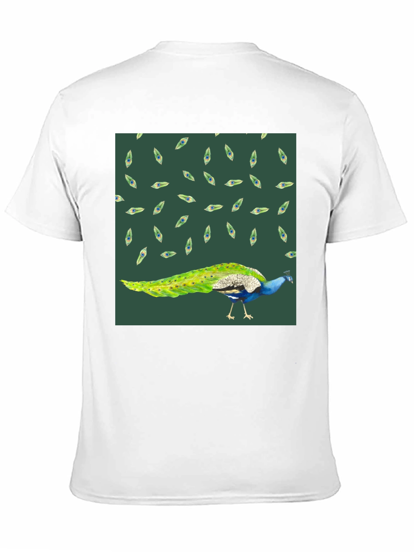 Peacock Patterned Black T-Shirt