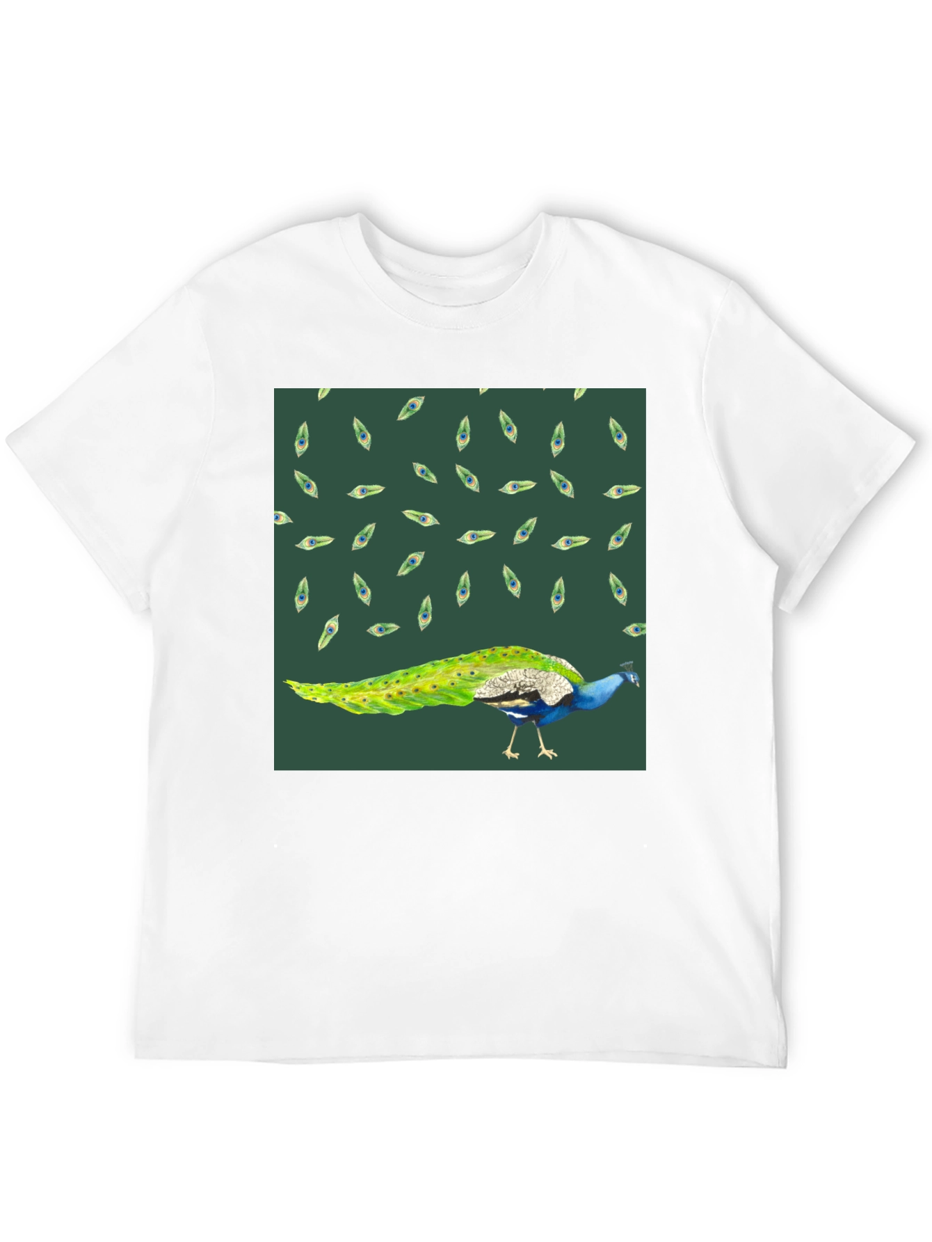 Peacock Patterned Black T-Shirt
