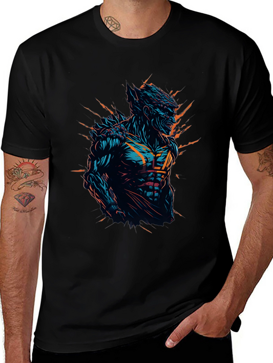 Monster Graphic Print Black T-Shirt