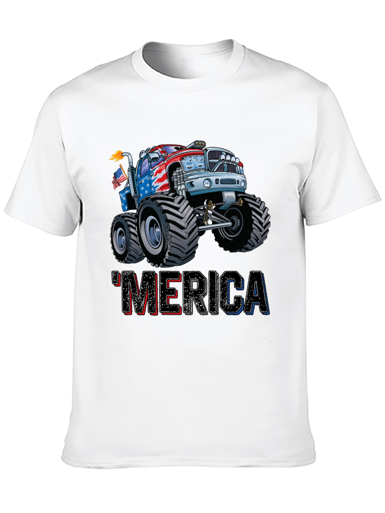 Patriotic Merica Monster Truck Graphic Tee