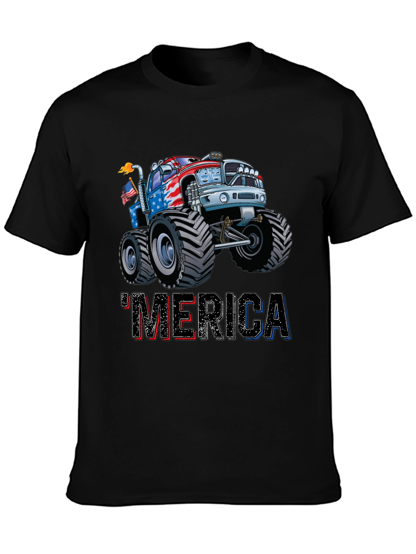 Patriotic Merica Monster Truck Graphic Tee
