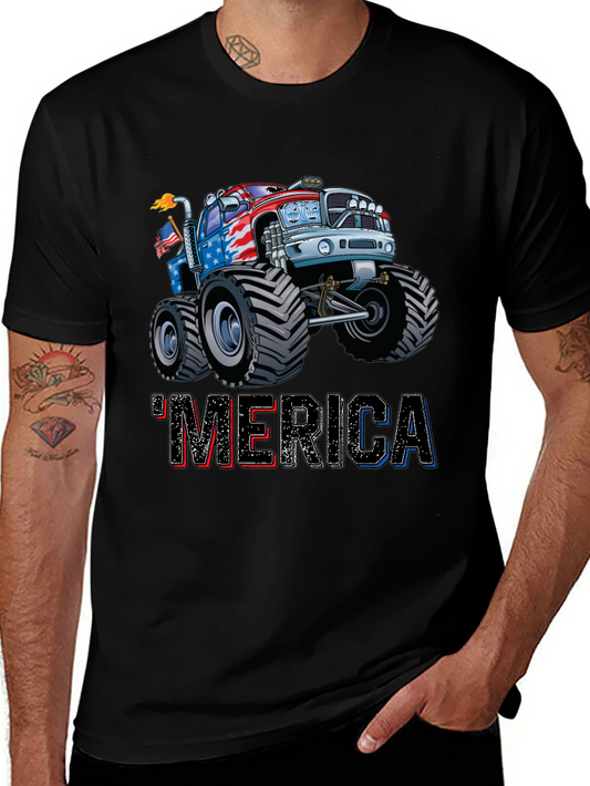 Patriotic Merica Monster Truck Graphic Tee