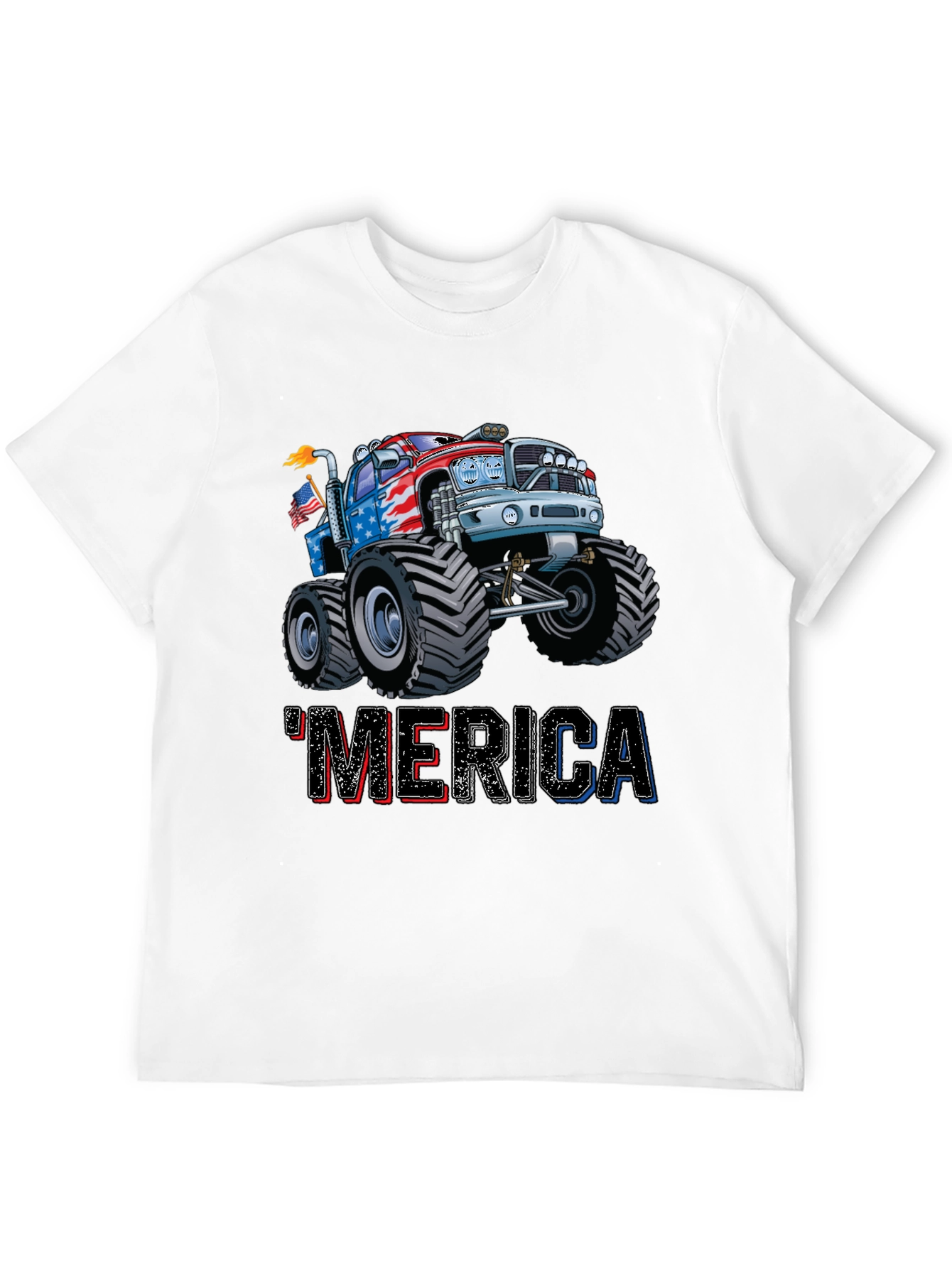Patriotic Merica Monster Truck Graphic Tee