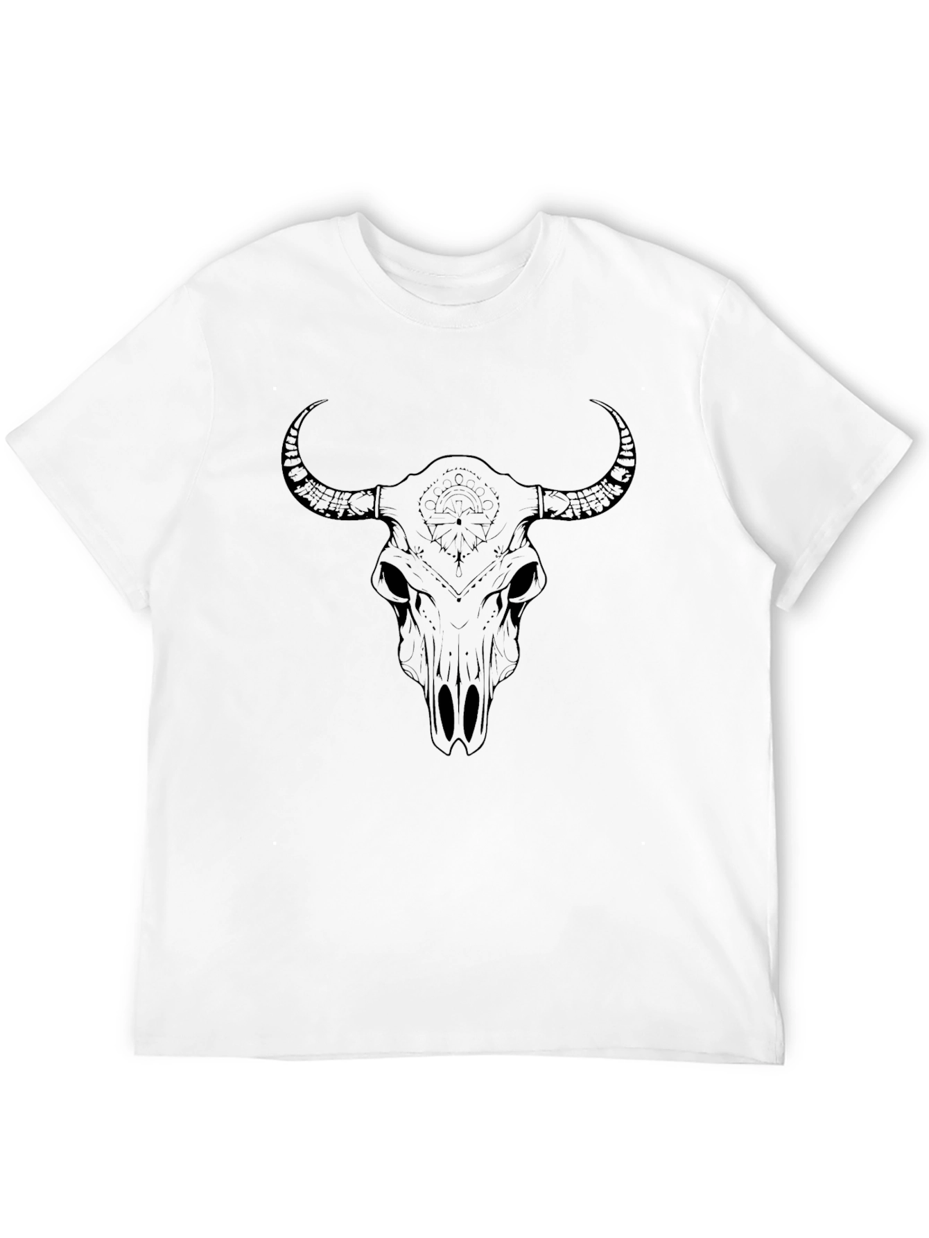 Bull Skull Graphic Tee - Black Cotton