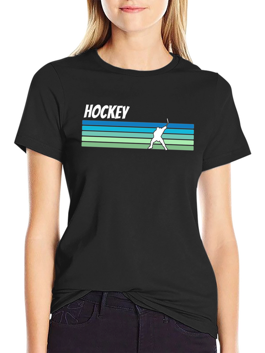 Hockey Retro Striped Tee - Black Cotton T-Shirt