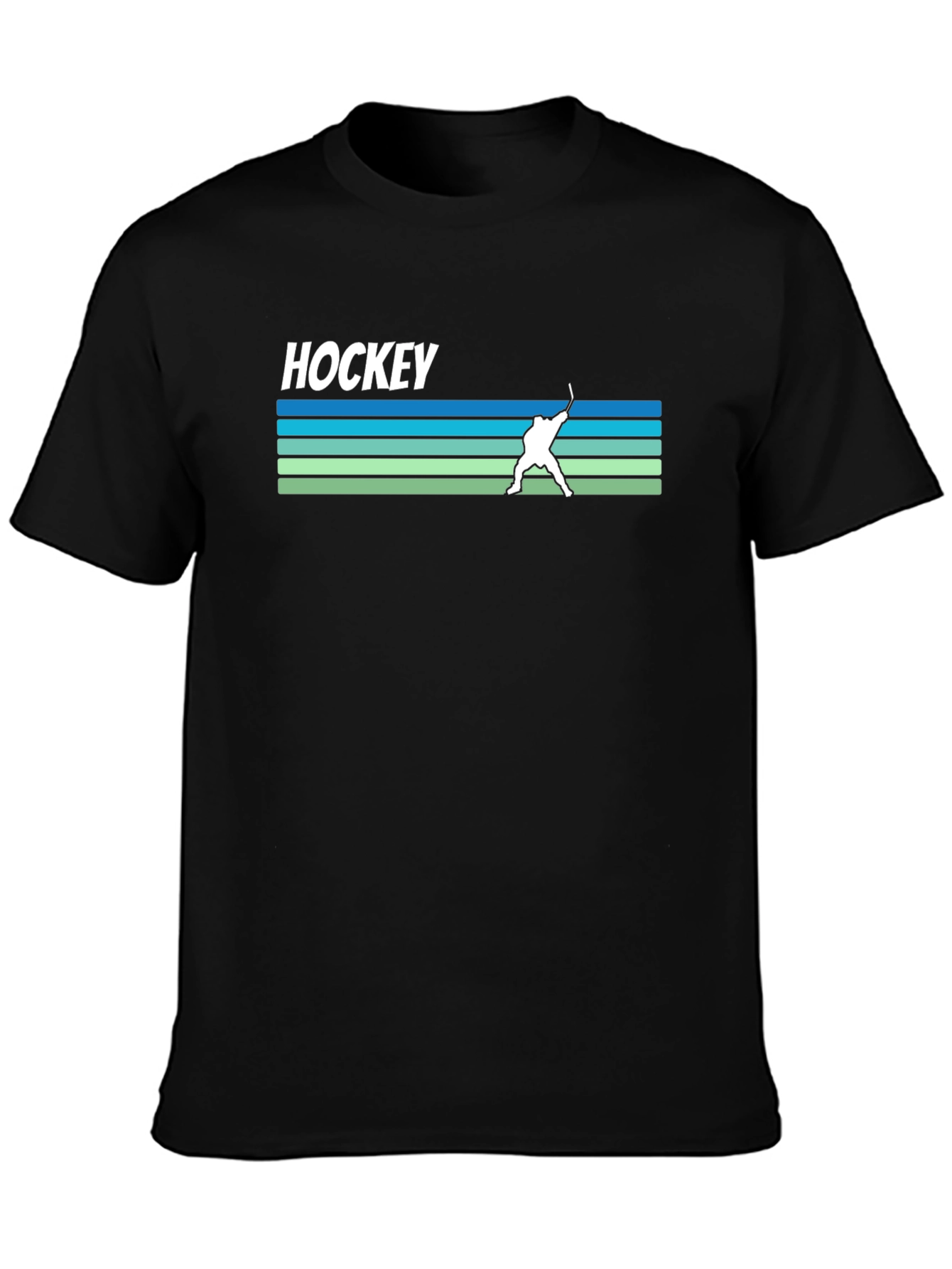 Hockey Retro Striped Tee - Black Cotton T-Shirt