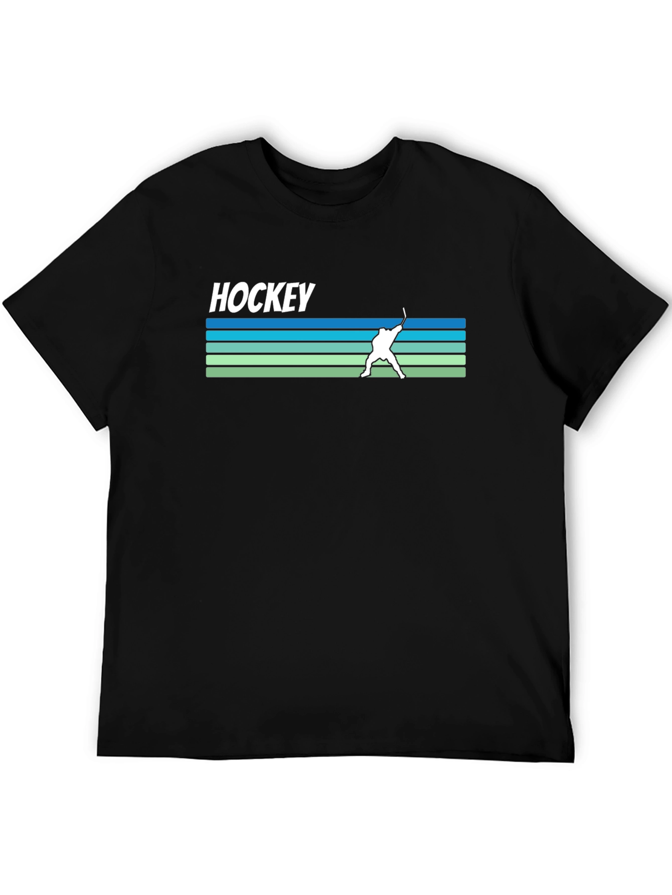 Hockey Retro Striped Tee - Black Cotton T-Shirt
