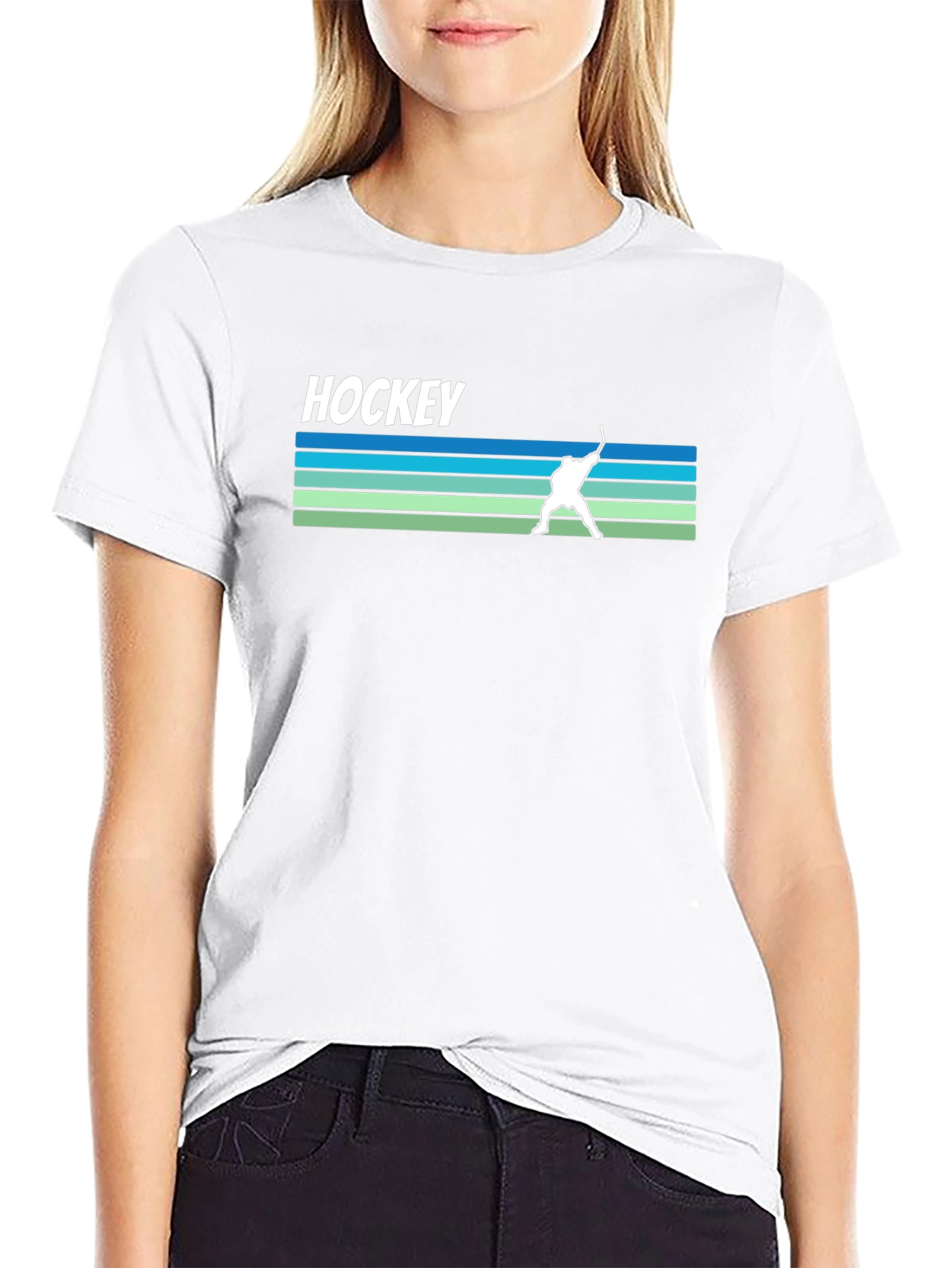 Hockey Retro Striped Tee - Black Cotton T-Shirt