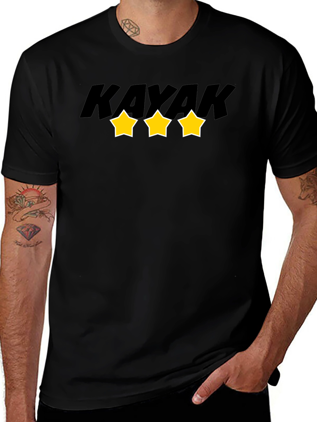 Kayak Star Graphic Tee - Black Cotton Blend