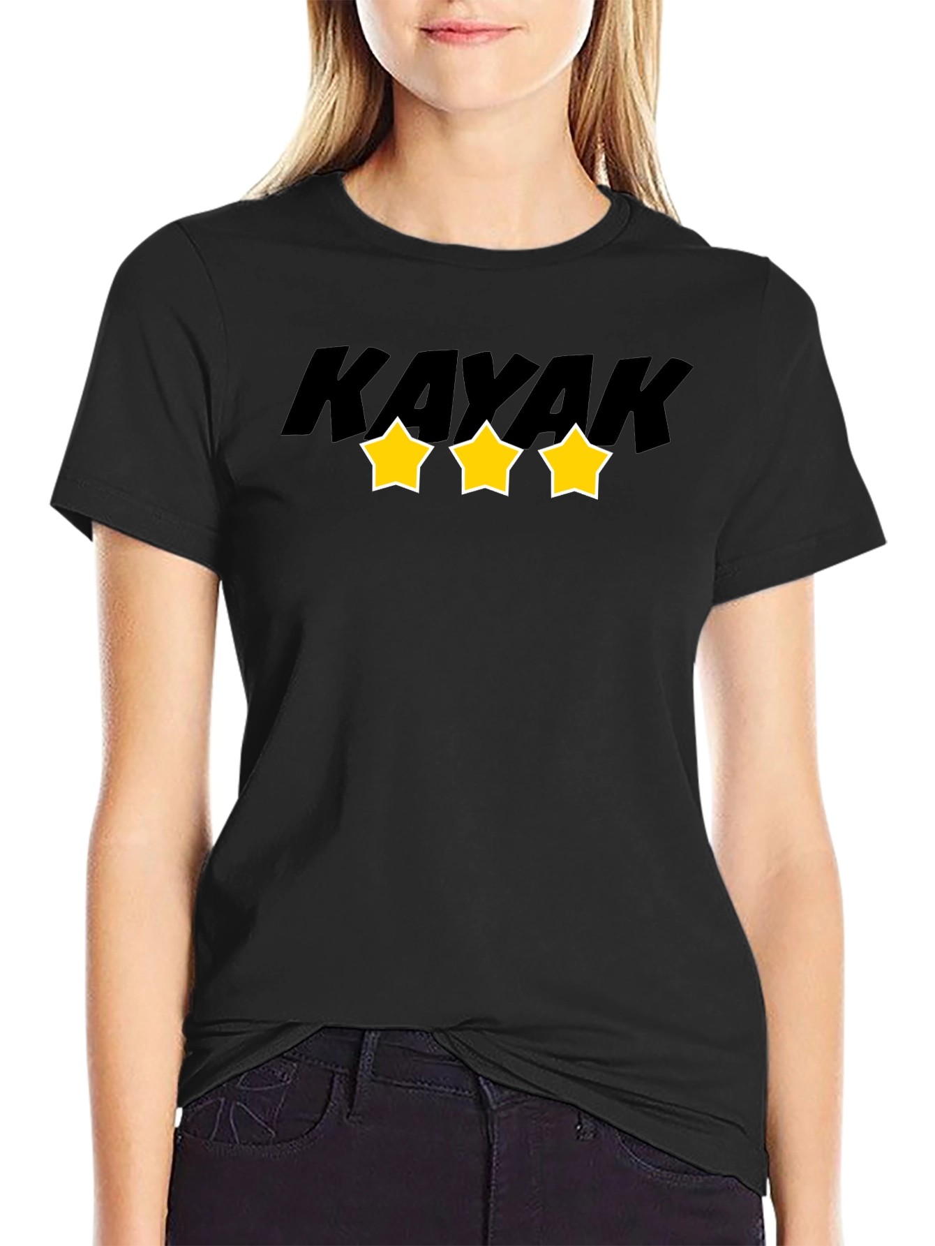 Kayak Star Graphic Tee - Black Cotton Blend