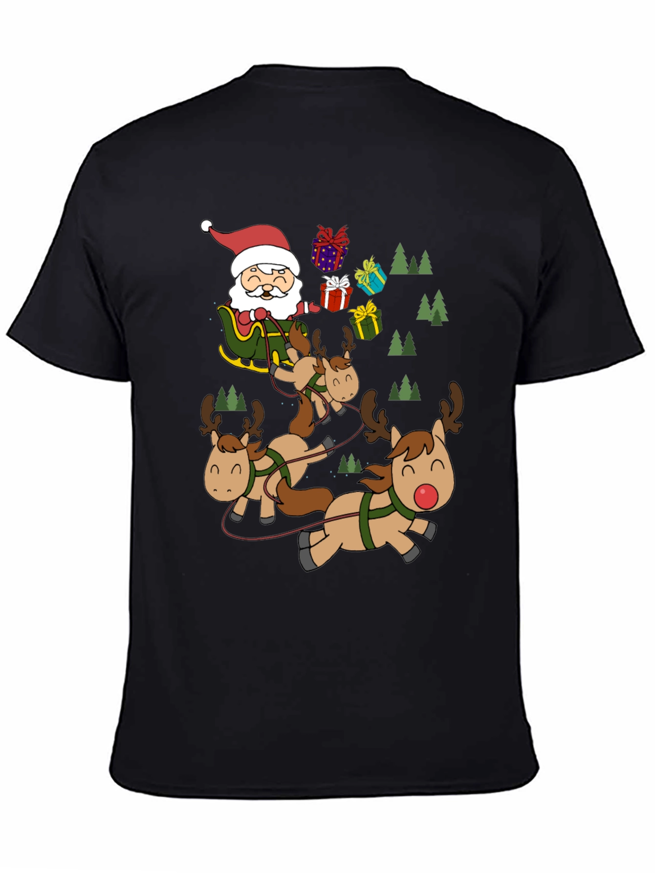 Santas Reindeer Crew Neck T-Shirt