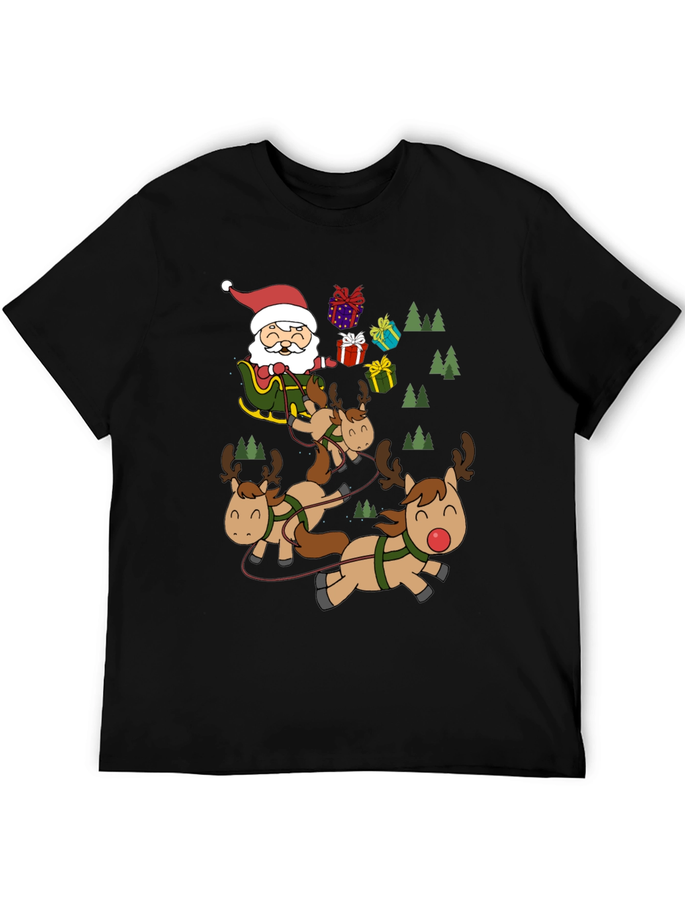 Santas Reindeer Crew Neck T-Shirt