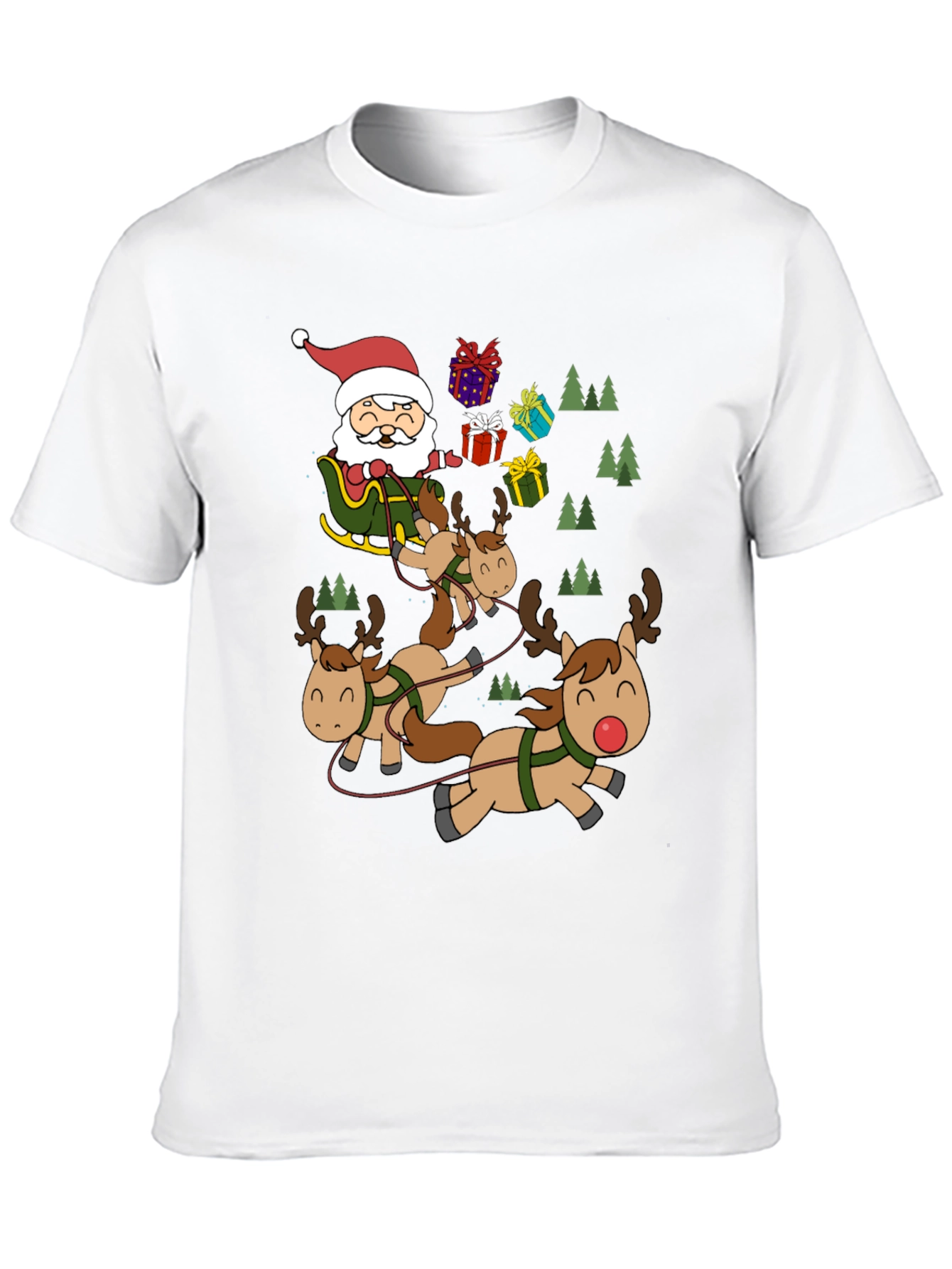 Santas Reindeer Crew Neck T-Shirt