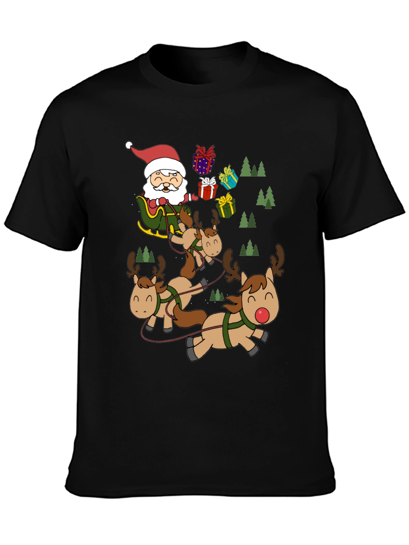 Santas Reindeer Crew Neck T-Shirt