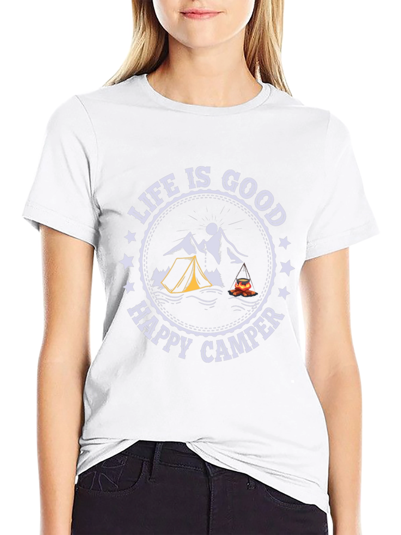 Life is Good Happy Camper Graphic T-Shirt