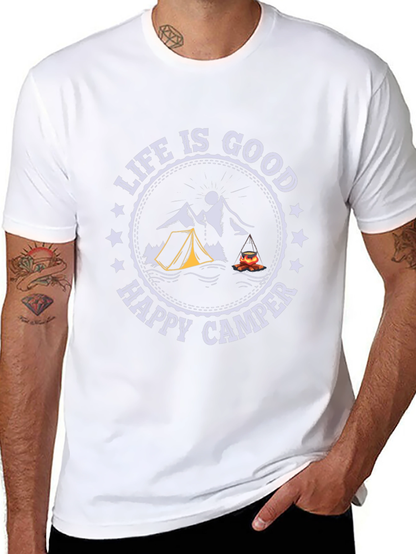 Life is Good Happy Camper Graphic T-Shirt