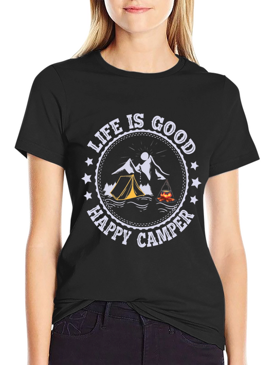 Life is Good Happy Camper Graphic T-Shirt