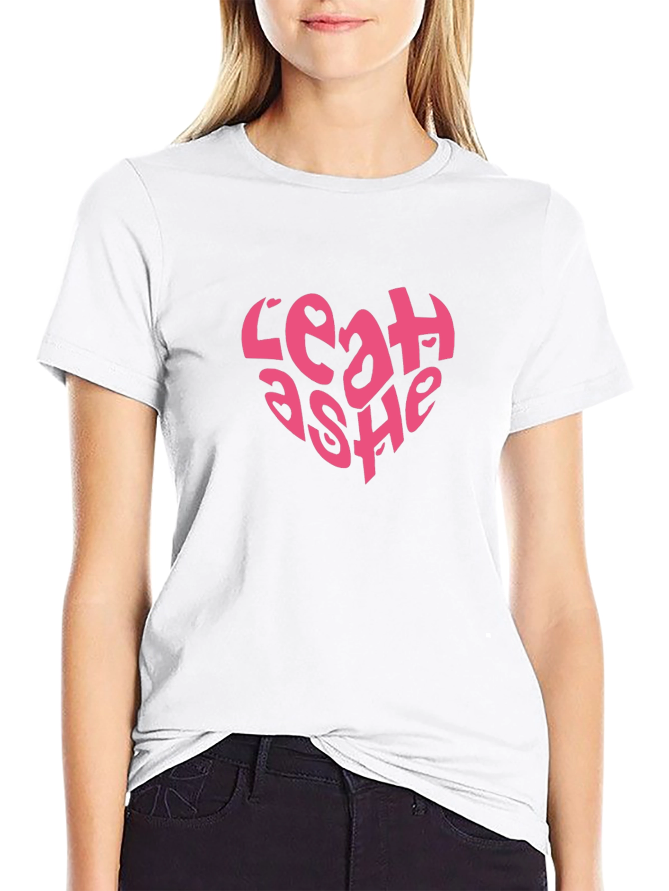 Leah Ashe Pink Heart Black T-Shirt