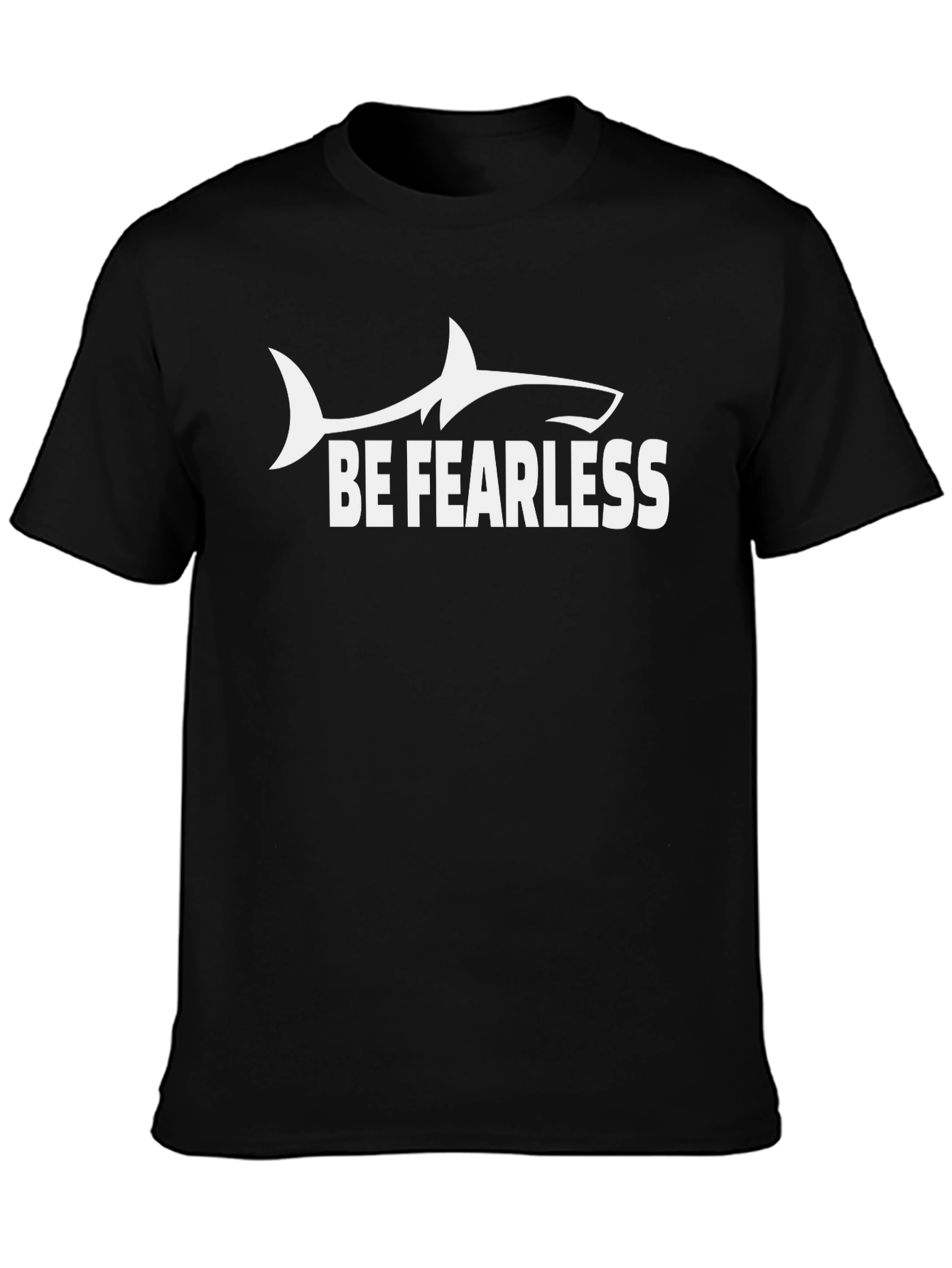 Be Fearless Shark Graphic Tee - Black Cotton T-Shirt