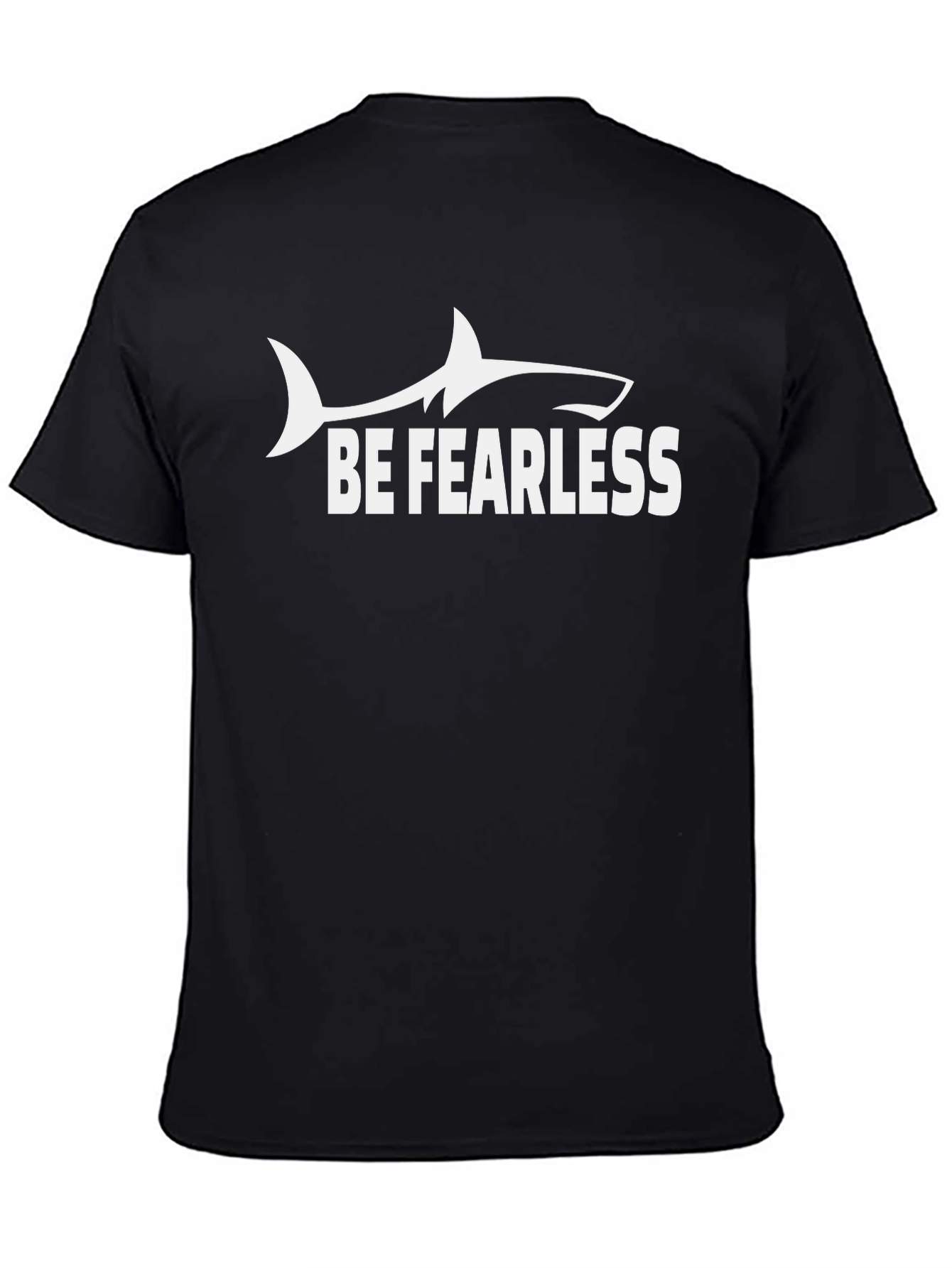 Be Fearless Shark Graphic Tee - Black Cotton T-Shirt