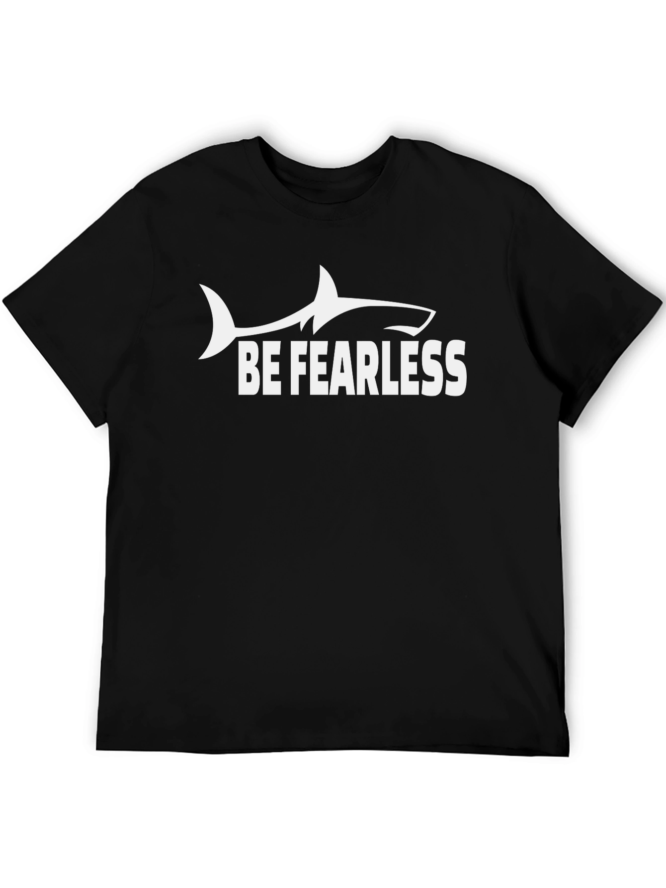 Be Fearless Shark Graphic Tee - Black Cotton T-Shirt