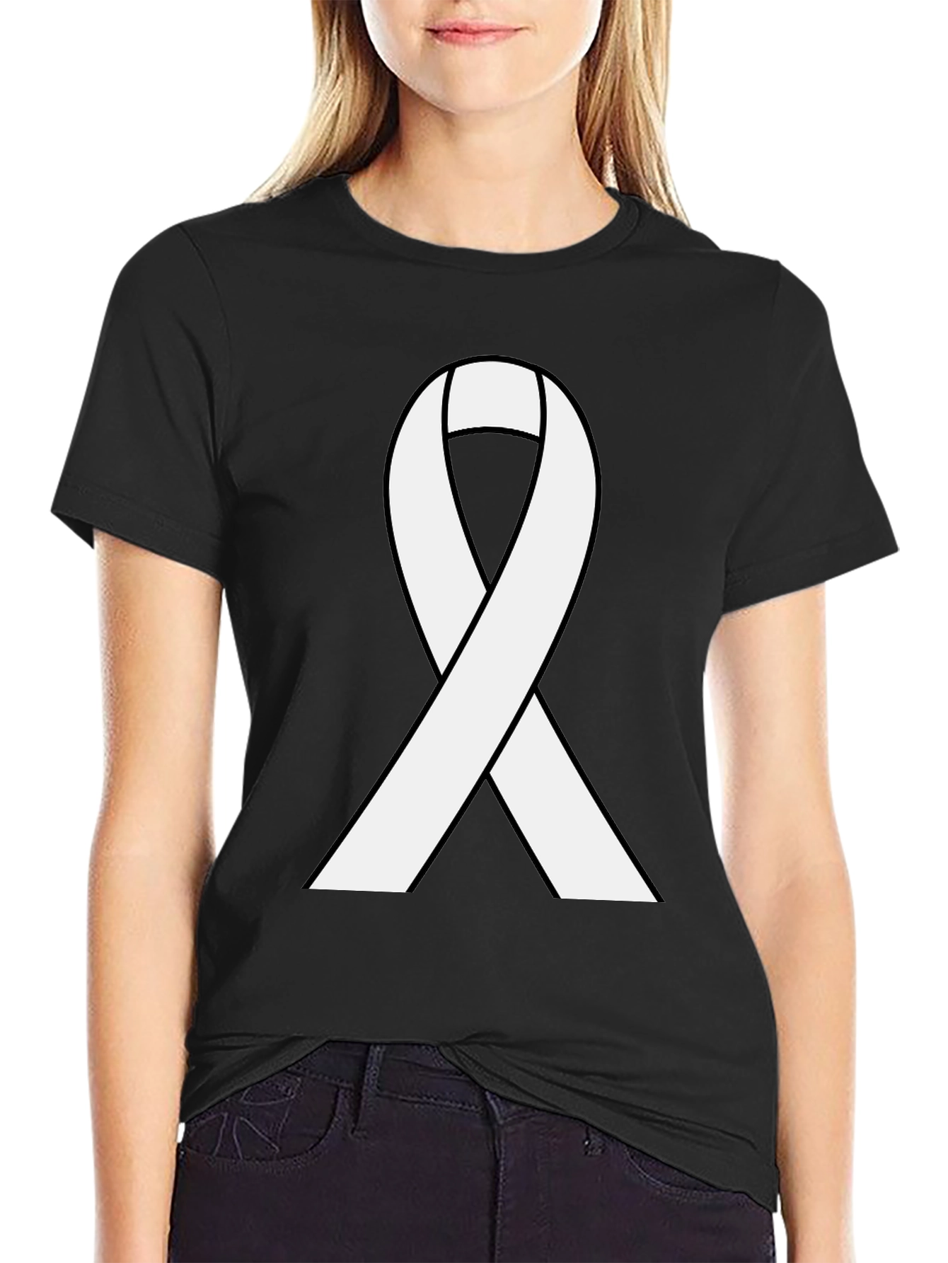 Ribbon Awareness Black T-Shirt - Show Your Support