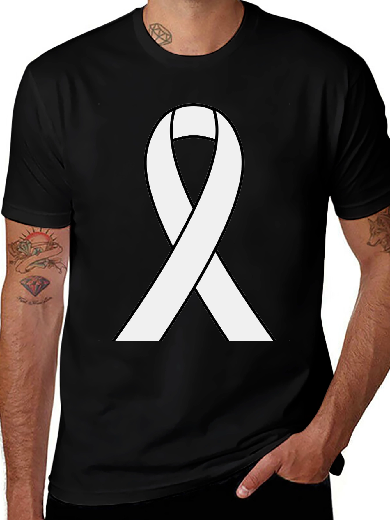 Ribbon Awareness Black T-Shirt - Show Your Support
