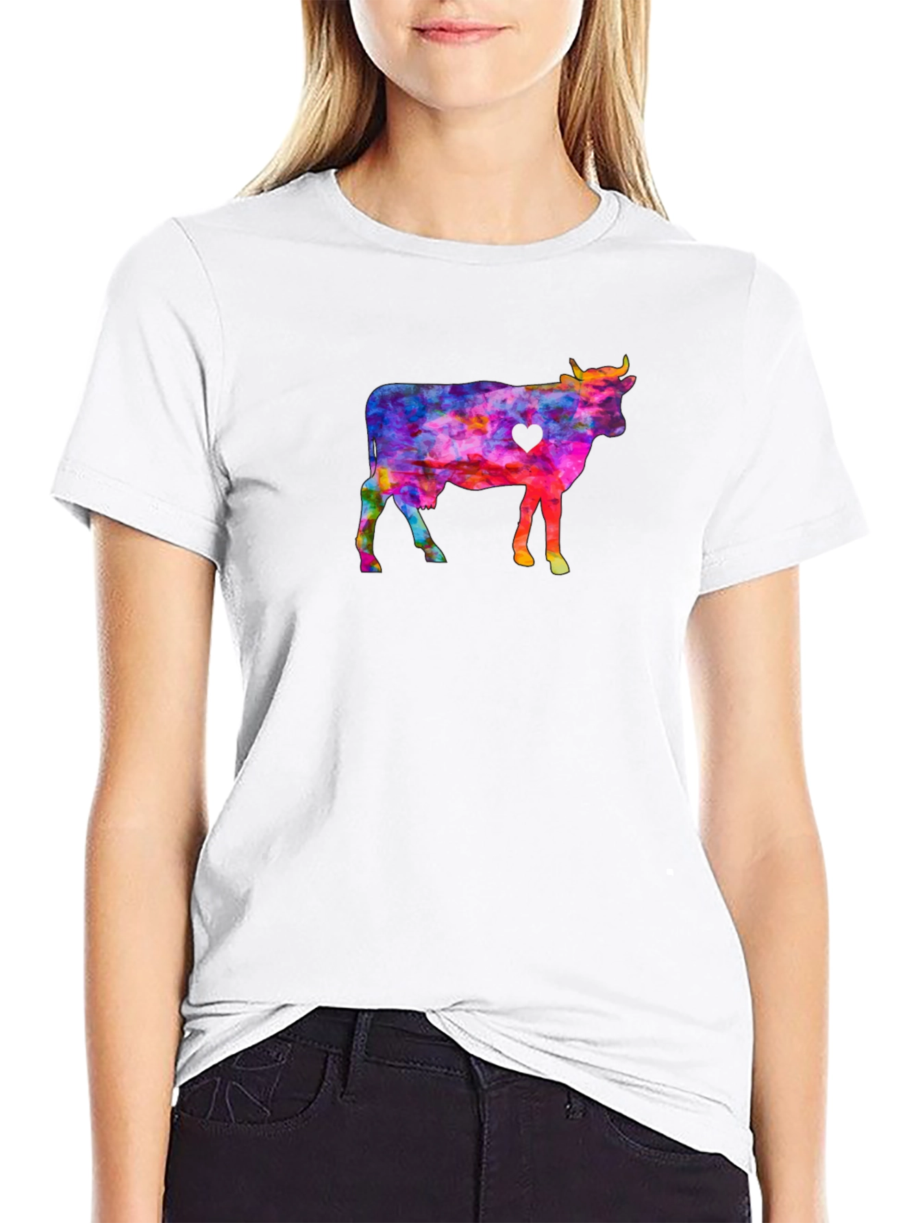 Colorful Cow Graphic Tee
