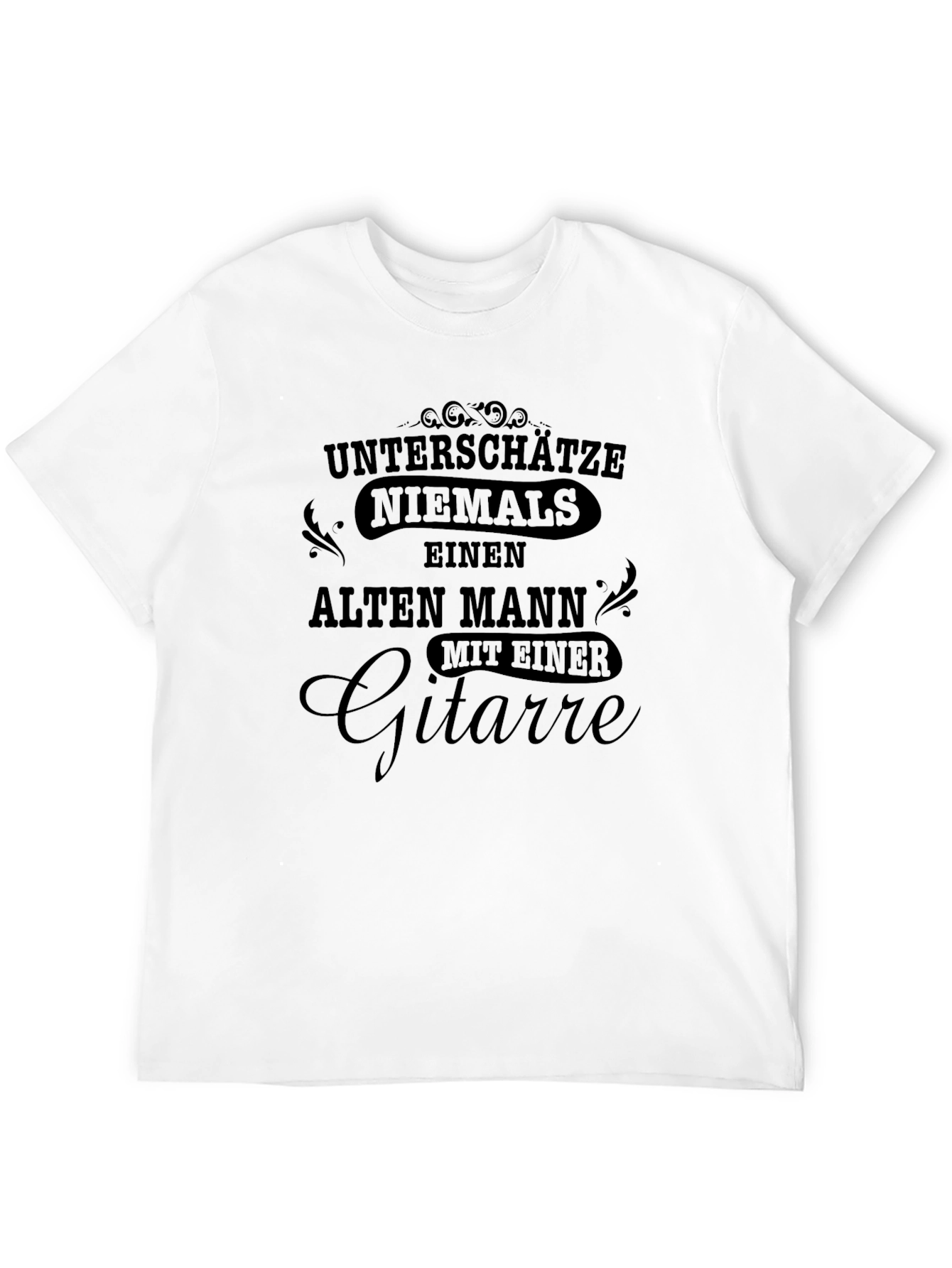Never Underestimate Old Man Guitar Black Tee