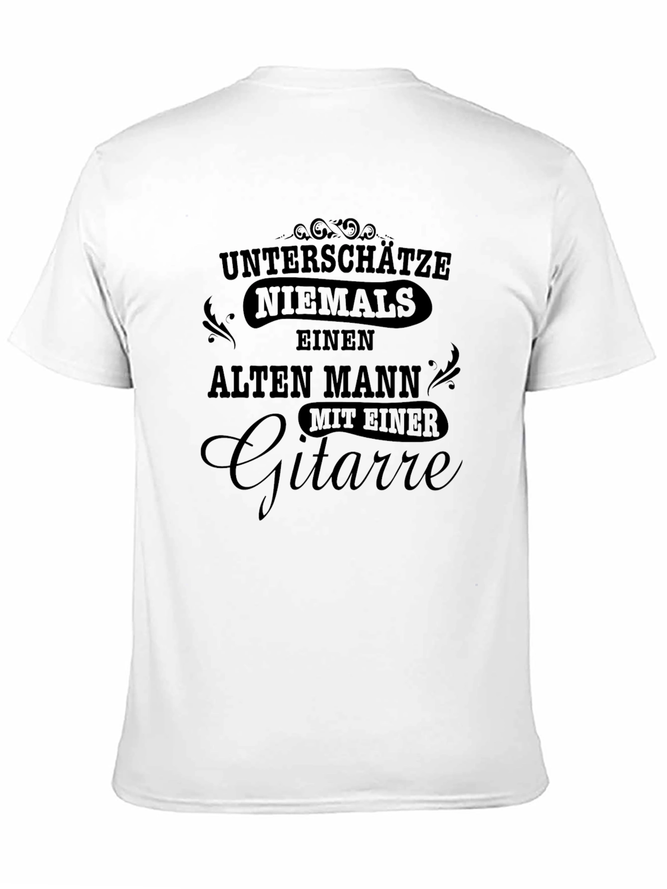 Never Underestimate Old Man Guitar Black Tee