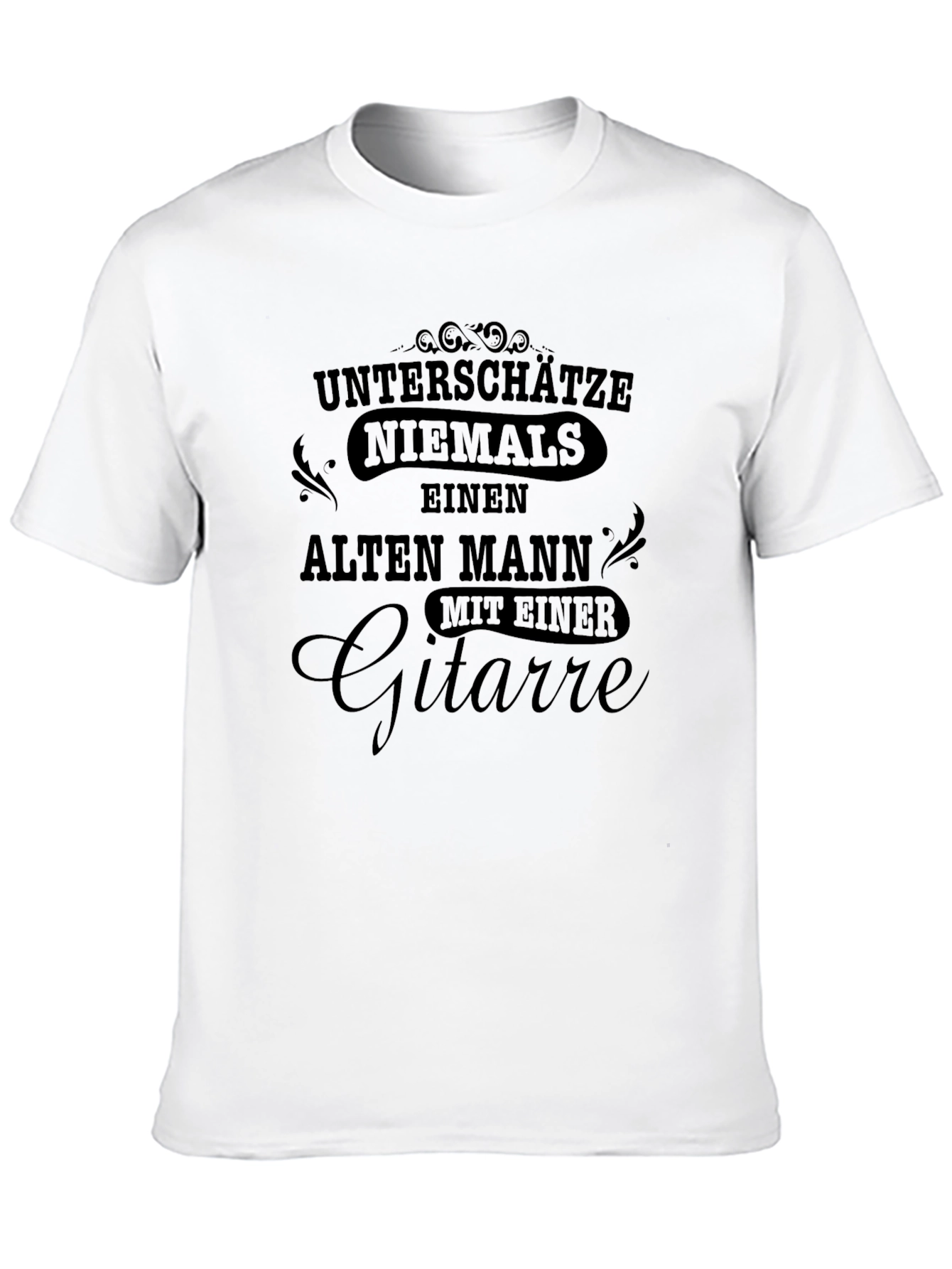 Never Underestimate Old Man Guitar Black Tee