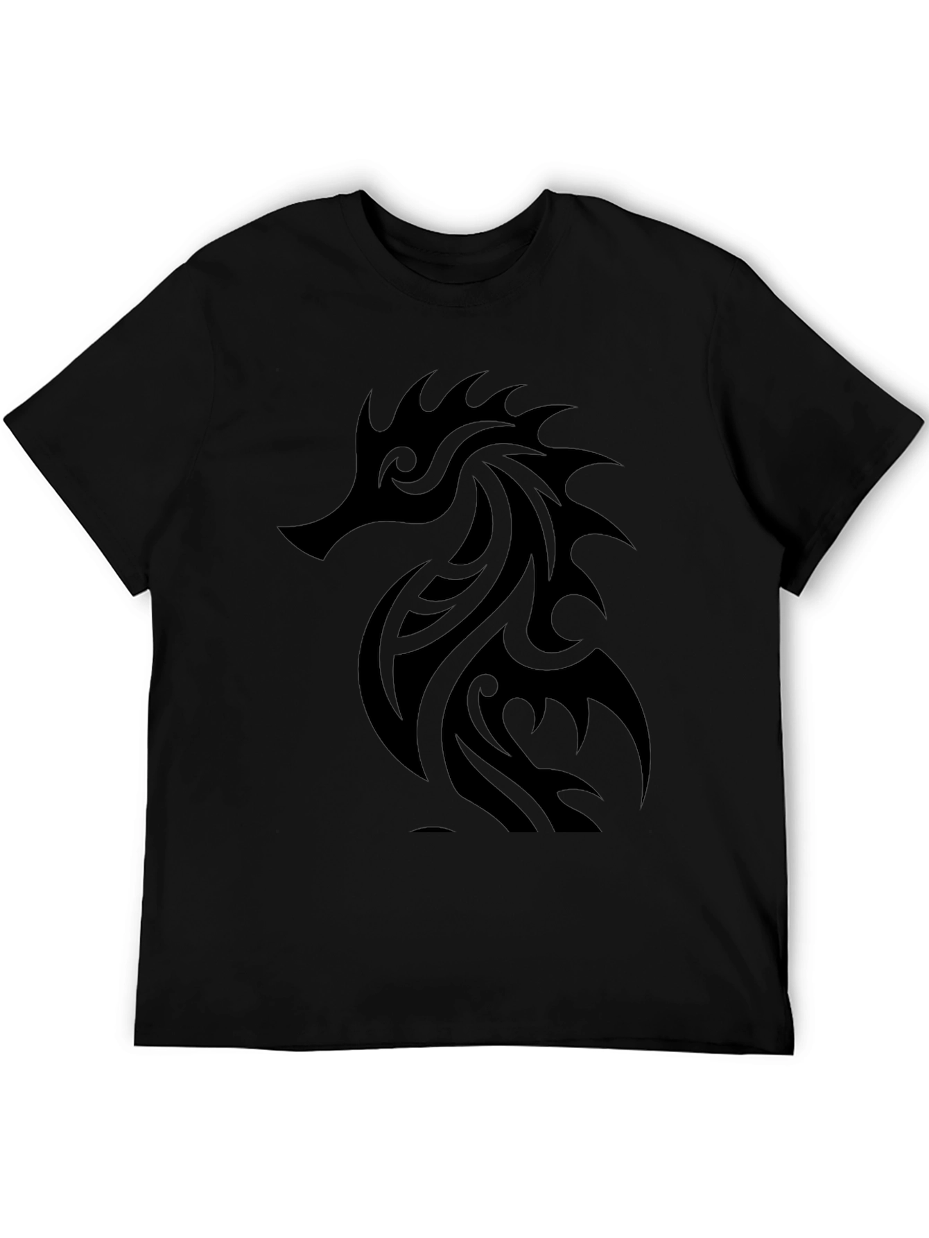 Tribal Seahorse Graphic Black T-Shirt