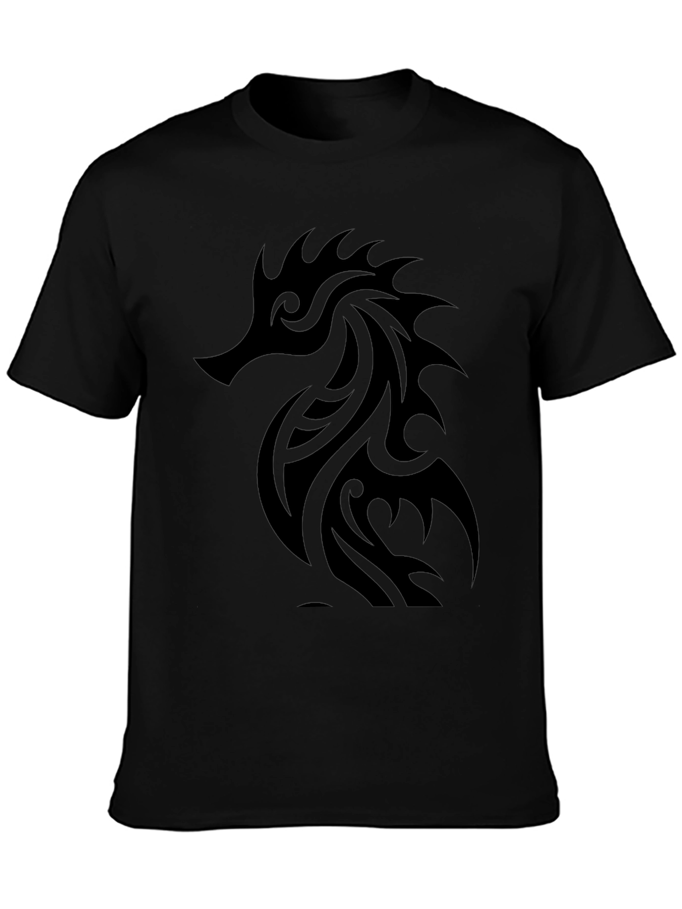 Tribal Seahorse Graphic Black T-Shirt