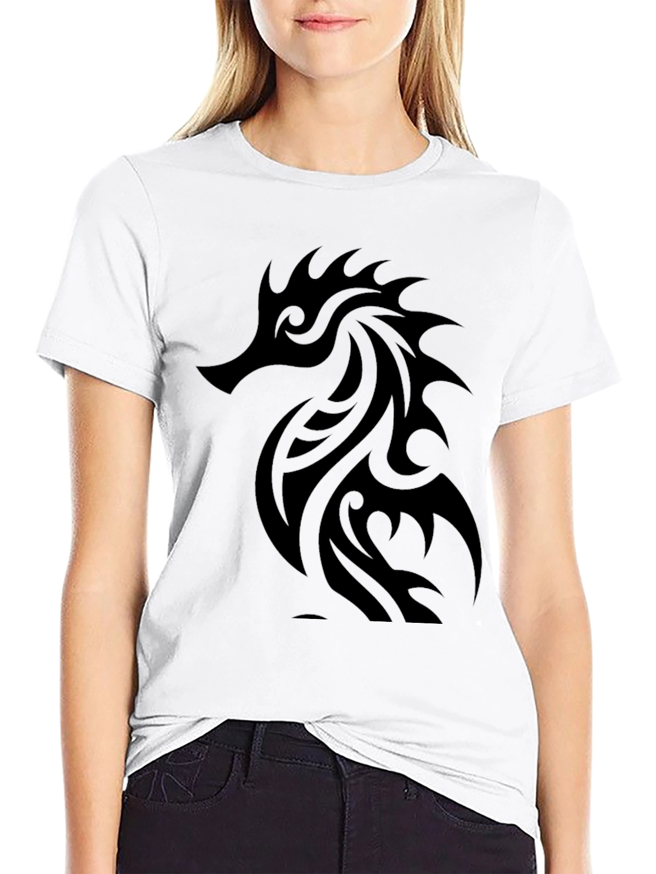 Tribal Seahorse Graphic Black T-Shirt