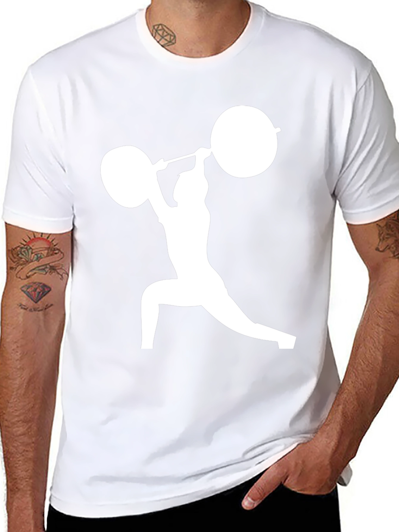 Weightlifter Silhouette T-Shirt - Black Cotton Gym Tee