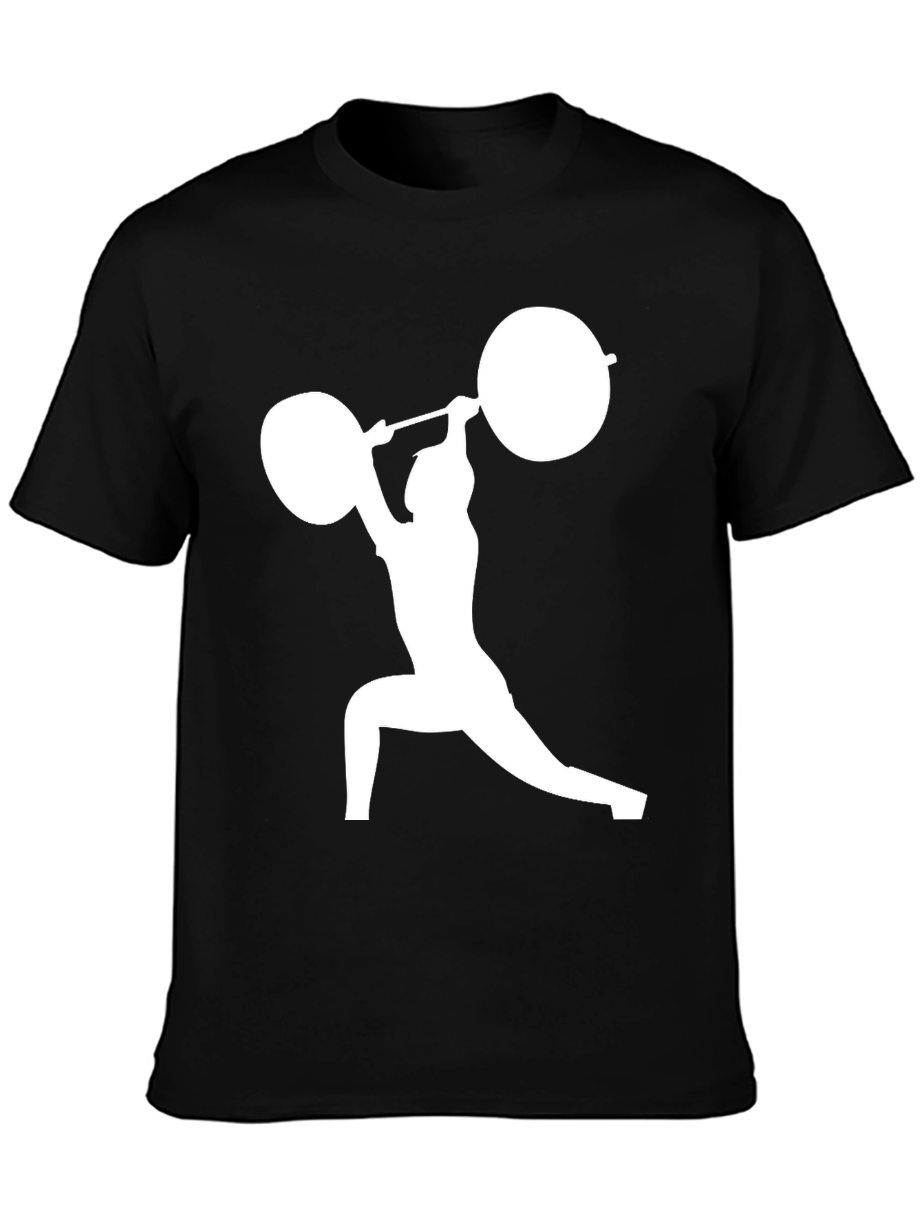Weightlifter Silhouette T-Shirt - Black Cotton Gym Tee