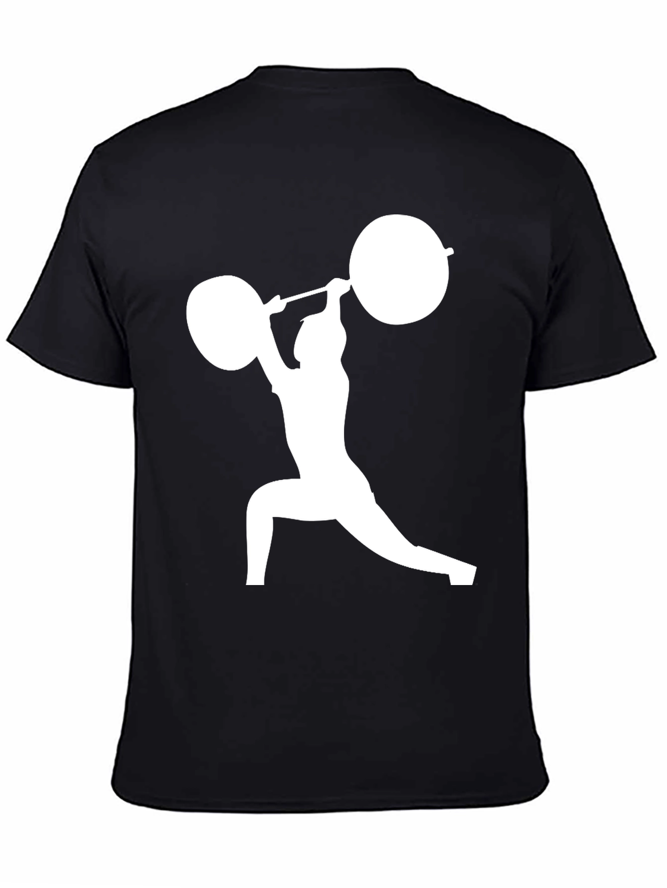 Weightlifter Silhouette T-Shirt - Black Cotton Gym Tee