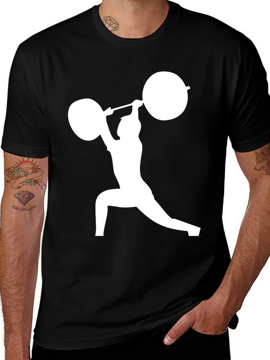 Weightlifter Silhouette T-Shirt - Black Cotton Gym Tee
