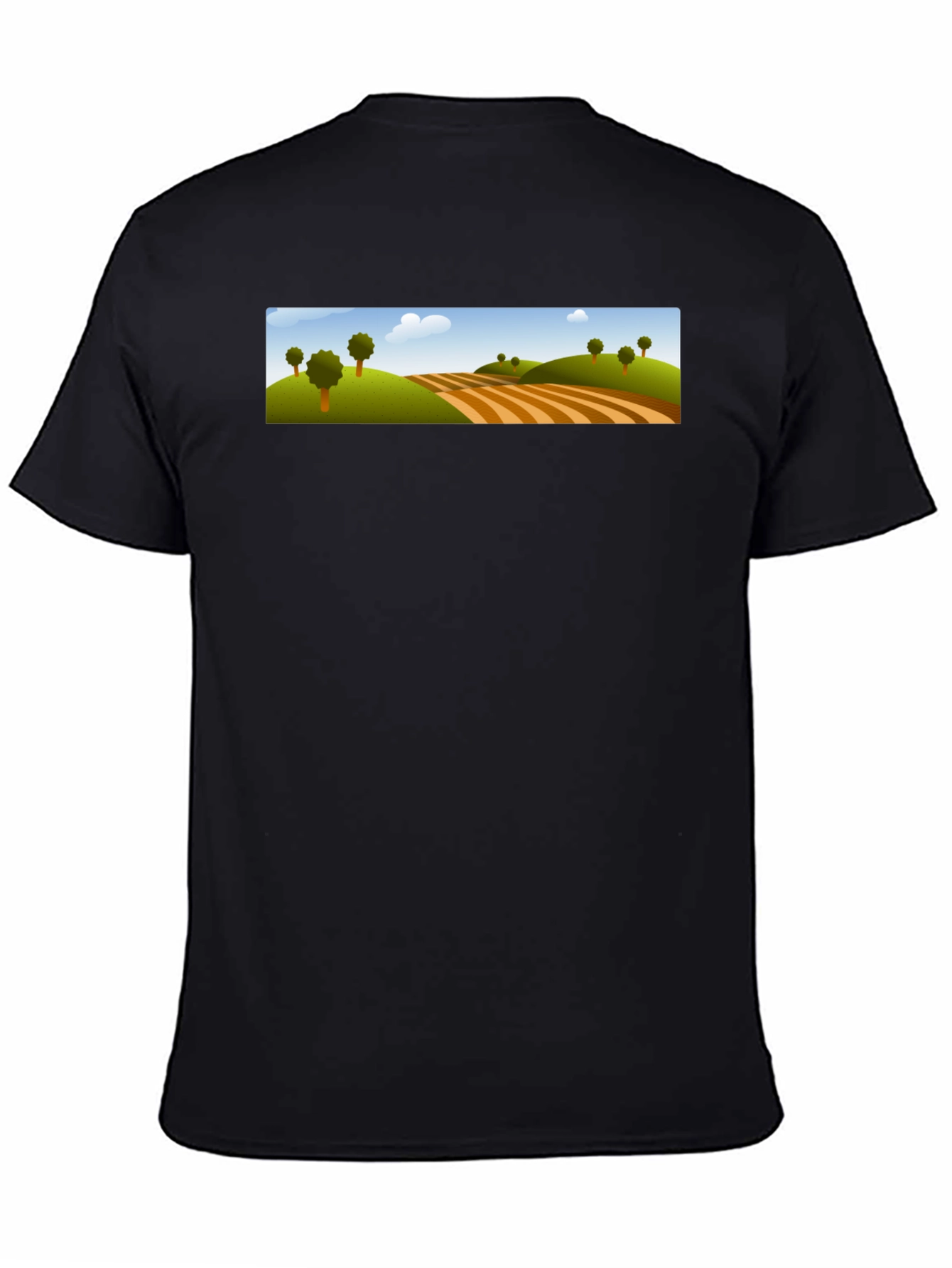 Scenic Landscape Graphic Tee - Black Cotton Blend