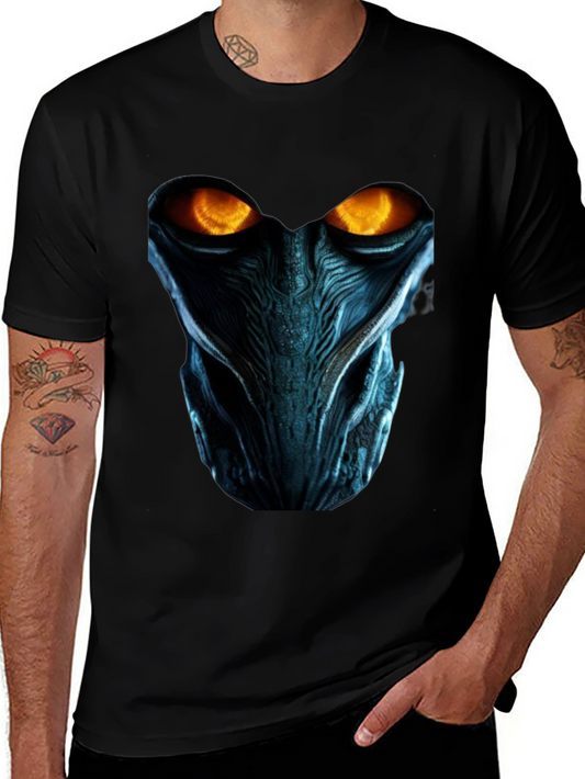 Sci-Fi Alien Face Graphic Black T-Shirt