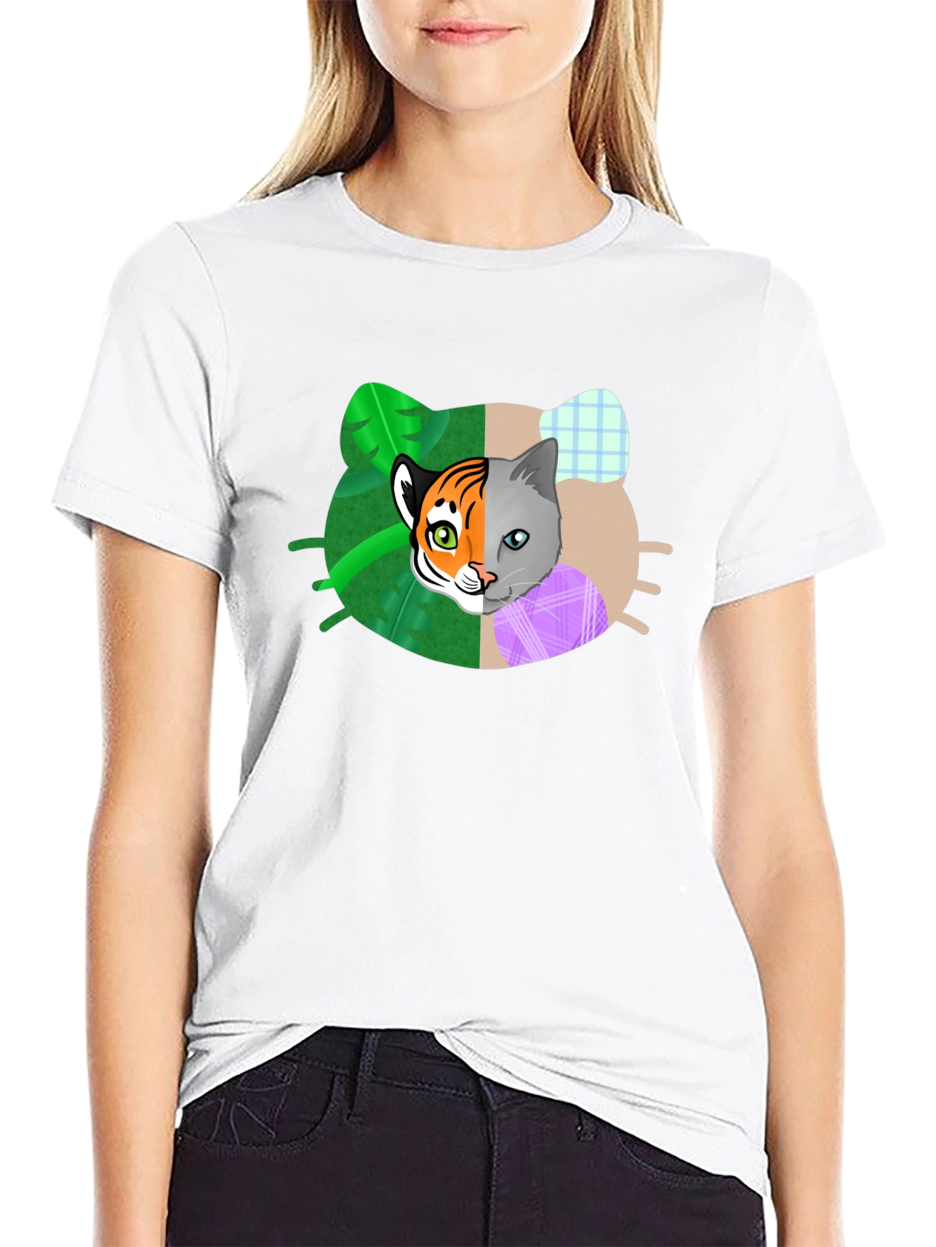 Unique Cat & Tiger Graphic T-Shirt