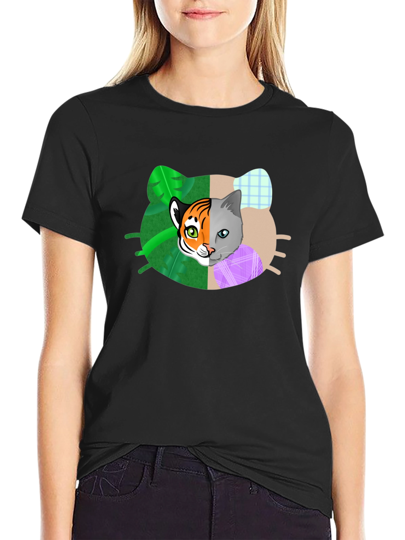 Unique Cat & Tiger Graphic T-Shirt