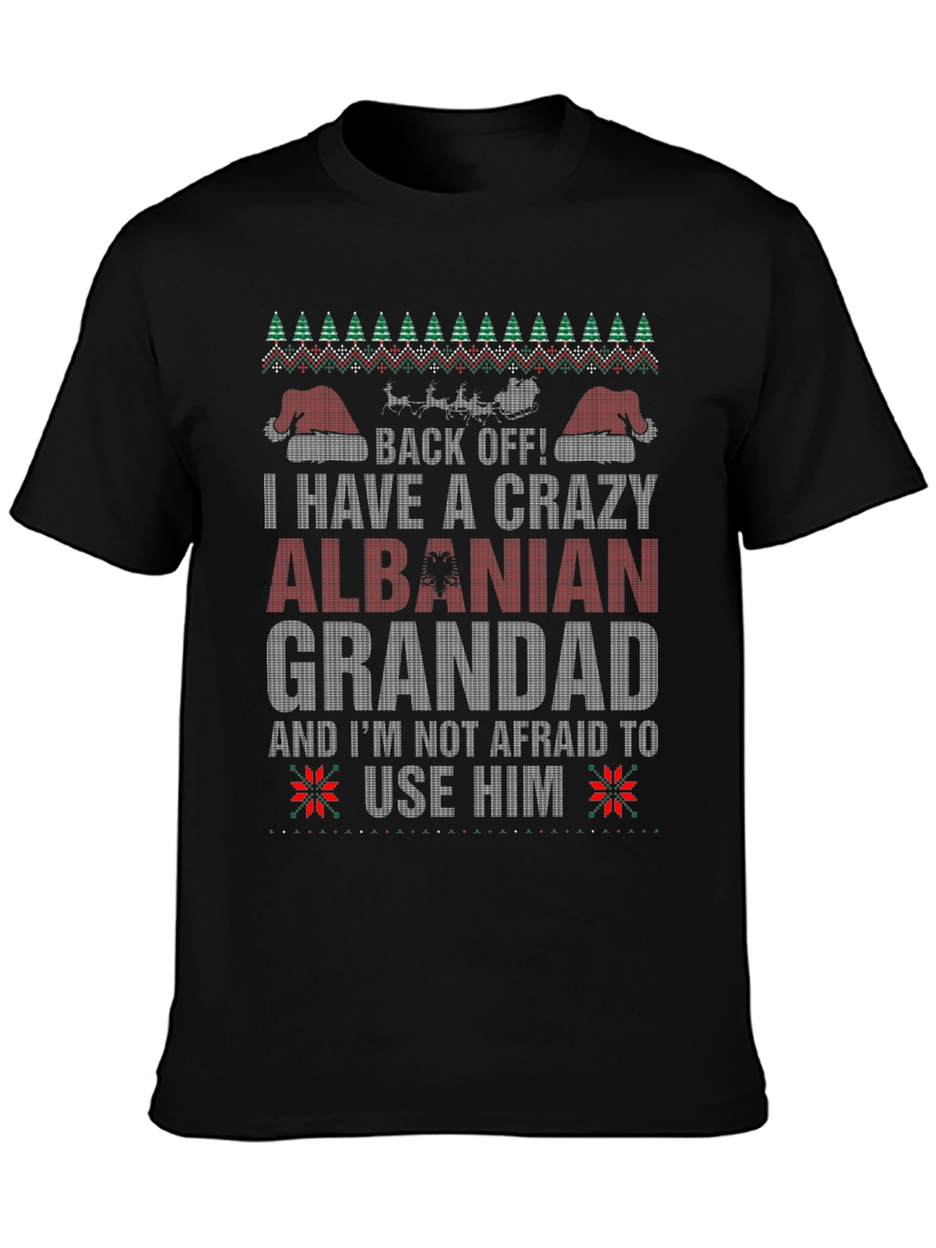 Crazy Albanian Grandad Ugly Christmas Sweater T-Shirt