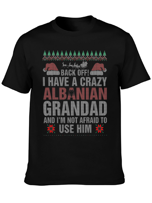 Crazy Albanian Grandad Ugly Christmas Sweater T-Shirt