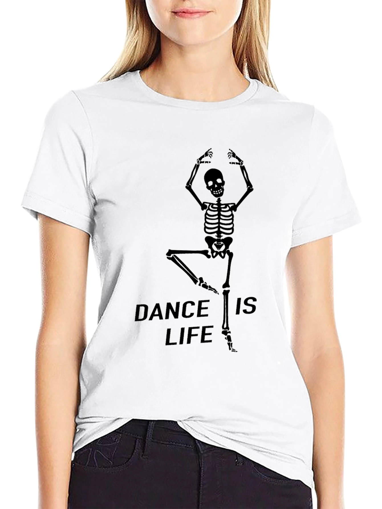 Dance Is Life Skeleton Graphic Tee - Black
