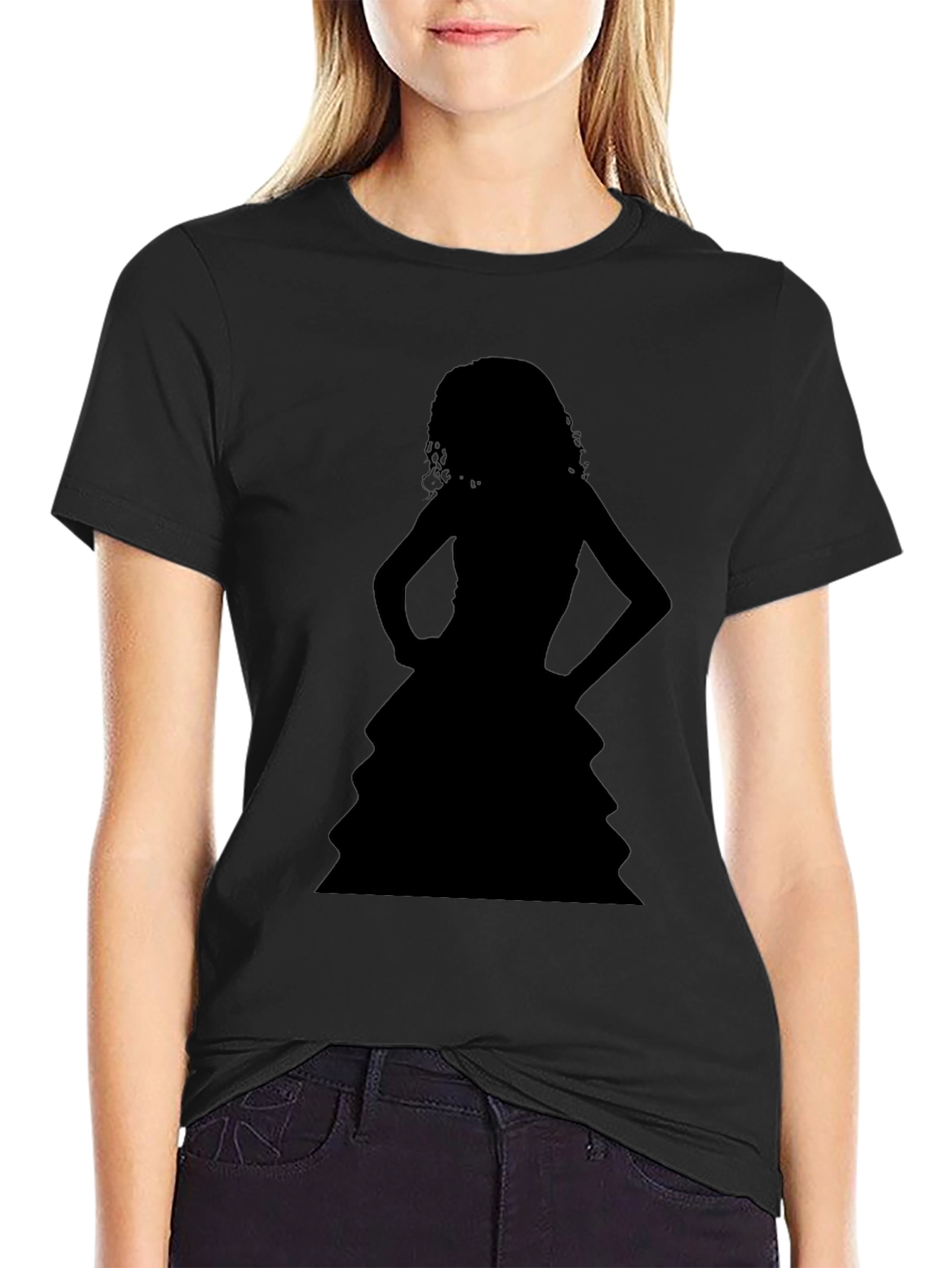 Silhouette Dress Graphic Black T-Shirt