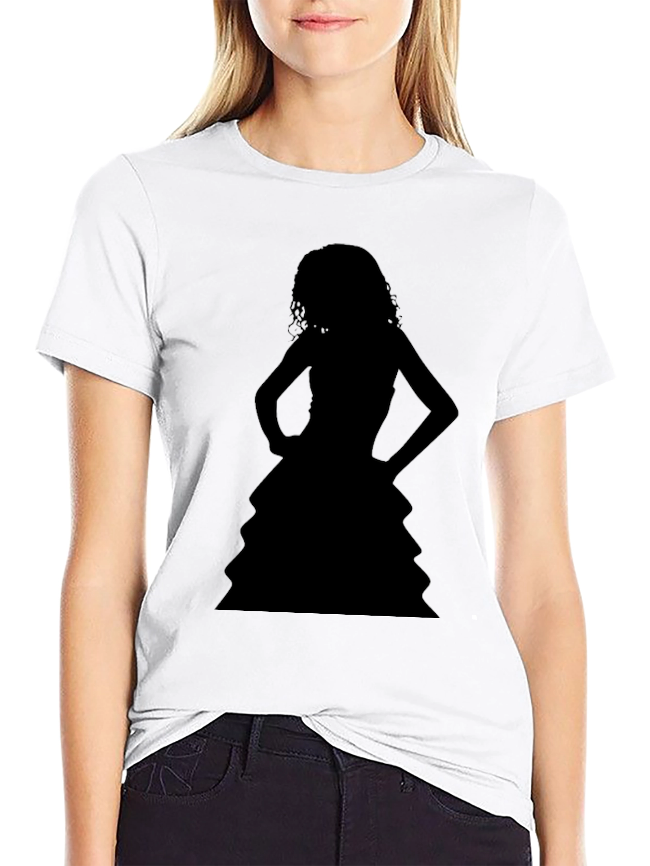 Silhouette Dress Graphic Black T-Shirt